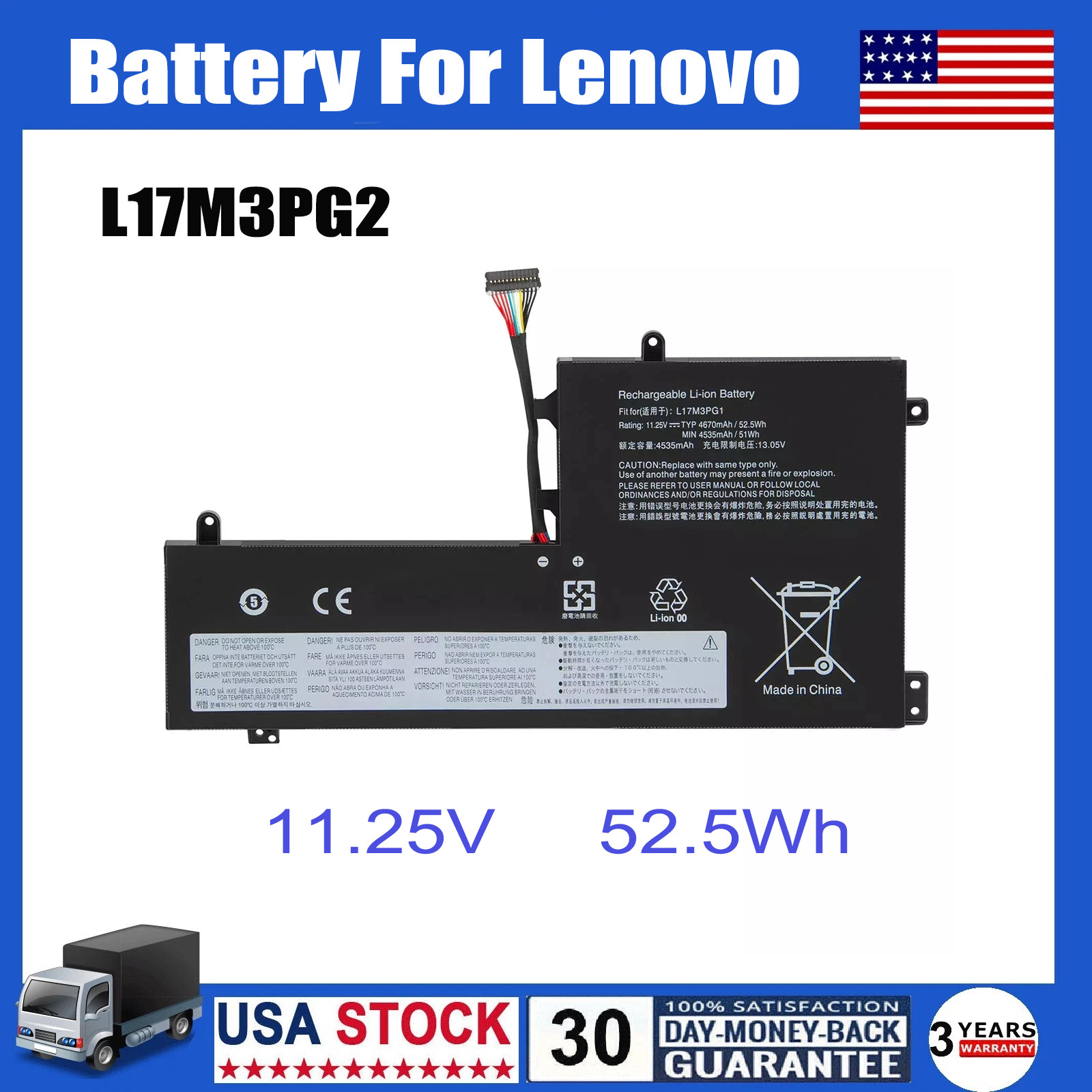 NEW Battery for Lenovo Legion Y540-15IRH Y7000P Y7000 L17L3PG1 L17M3PG1 L17M3PG2