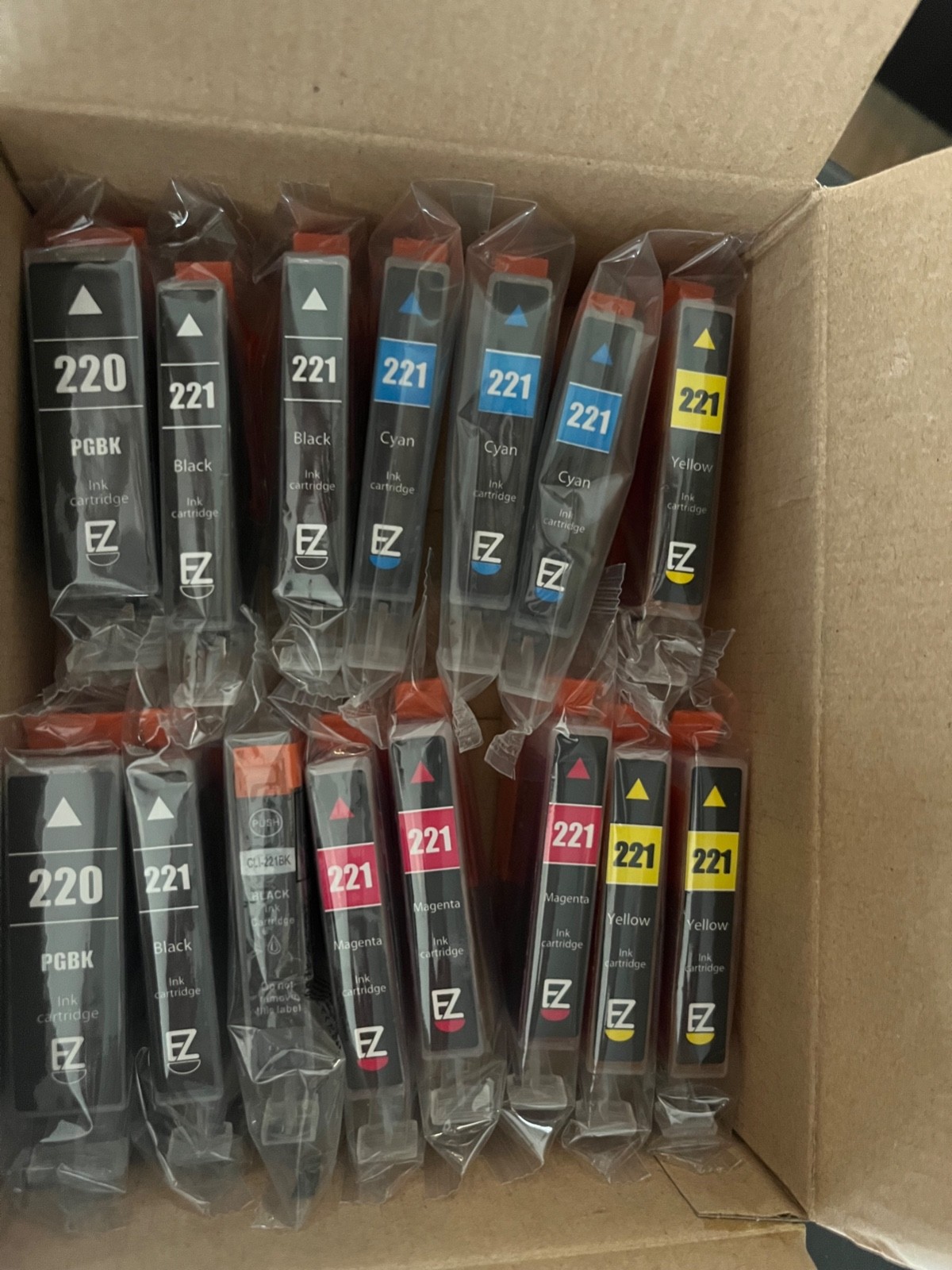 EZ Ink 221/220 Ink Cartridges BLack, Yellow Magenta, Cyan OEM Sealed, Open Box