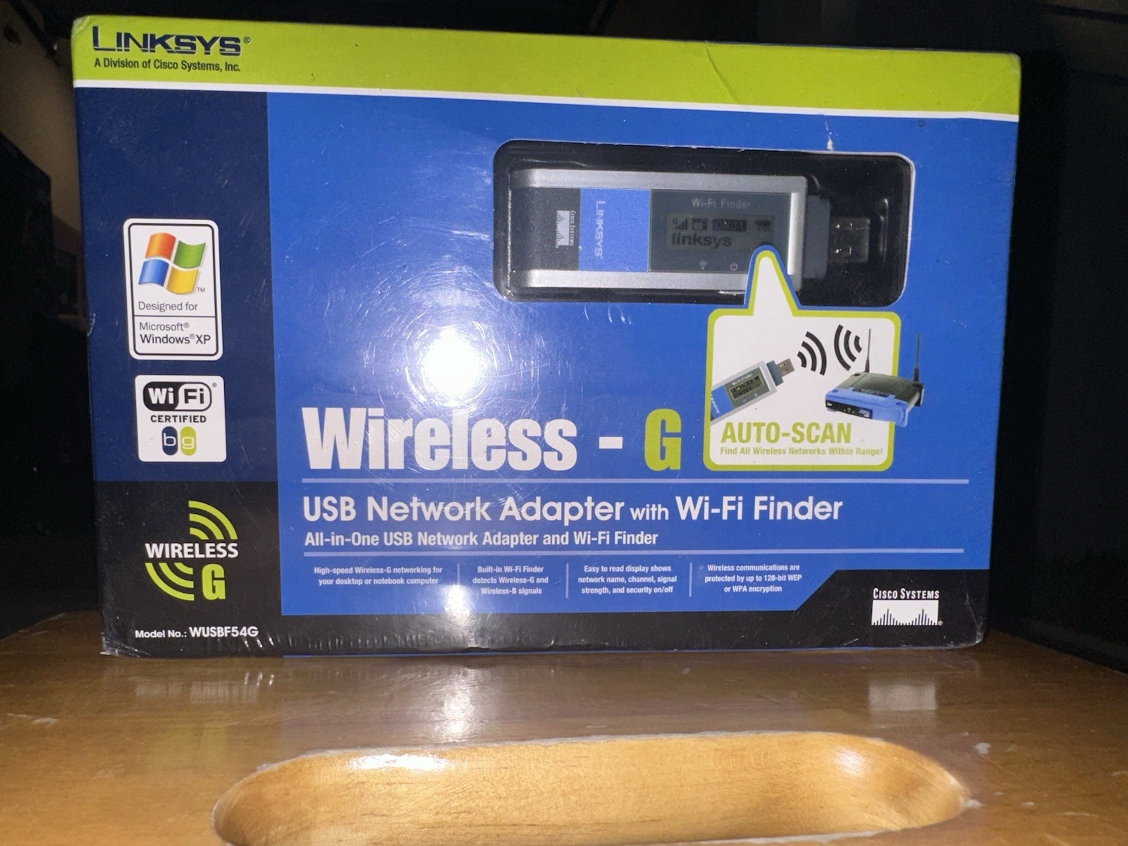 Linksys WUSBF54G Wireless-G USB Network Adapter Wi-Fi Finder Brand New Sealed