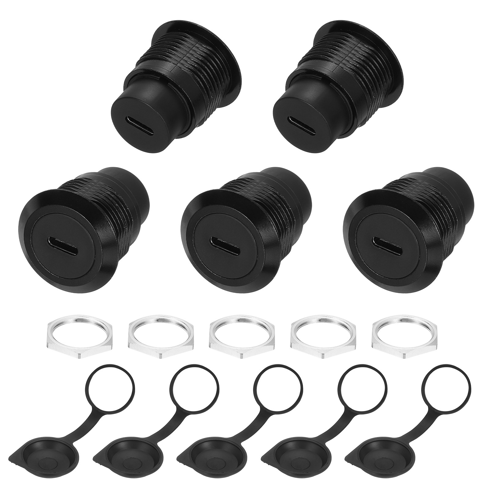 5Pcs Type C Panel Mount Coupler,  USB C Pass Through 10Gbps Black