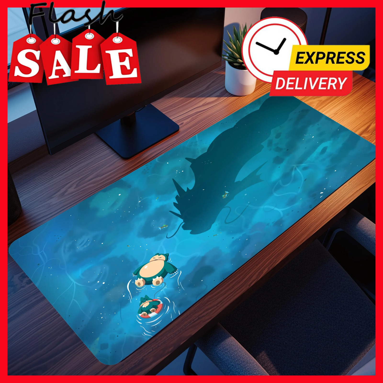 Snorlax Relaxing Mouse Pad Floating Pokemon Scene Gyarados Shadow Desk Mat HOT98