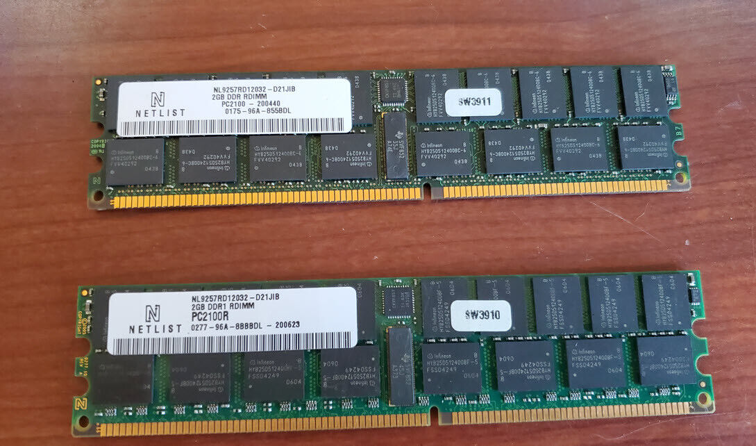 4GB (2x2GB) DDR1 266 184p PC2100R CL2.5 36c 2Rx4 ECC REG NL9257RD12032-D21JIB