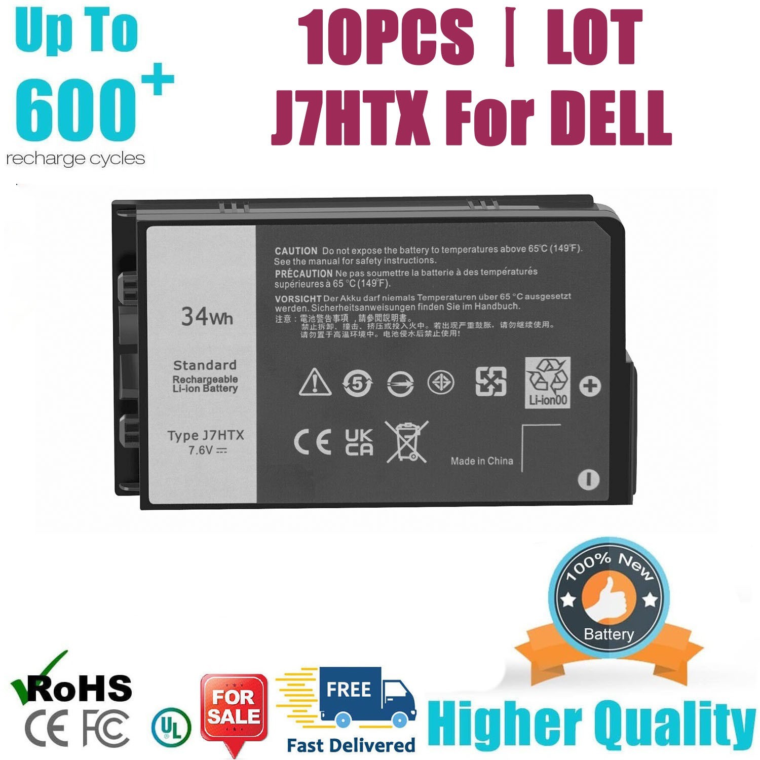 10PCS US J7HTX BATTERY FOR DELL Latitude 7212 7220 Rugged Tablet Battery 2JT70