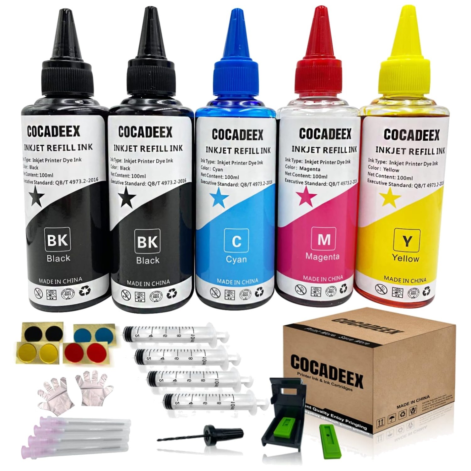 HP 68XL 67XL 65XL 64XL Ink Refill Kit 5 Bottles Tools Gloves