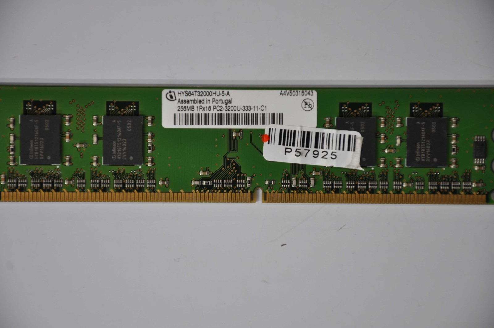 INFINEON 256MB 1RX8 PC2-3200R DDR2 CL3 240-PIN SDRAM DIMM HYS64T32000HU-5-A 