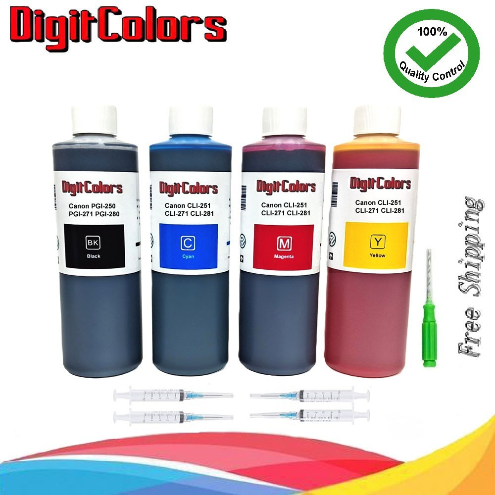 A set of Refill Ink bottles For Canon PGI-250 CLI-251 PGI-280 CLI-281 4X250ml