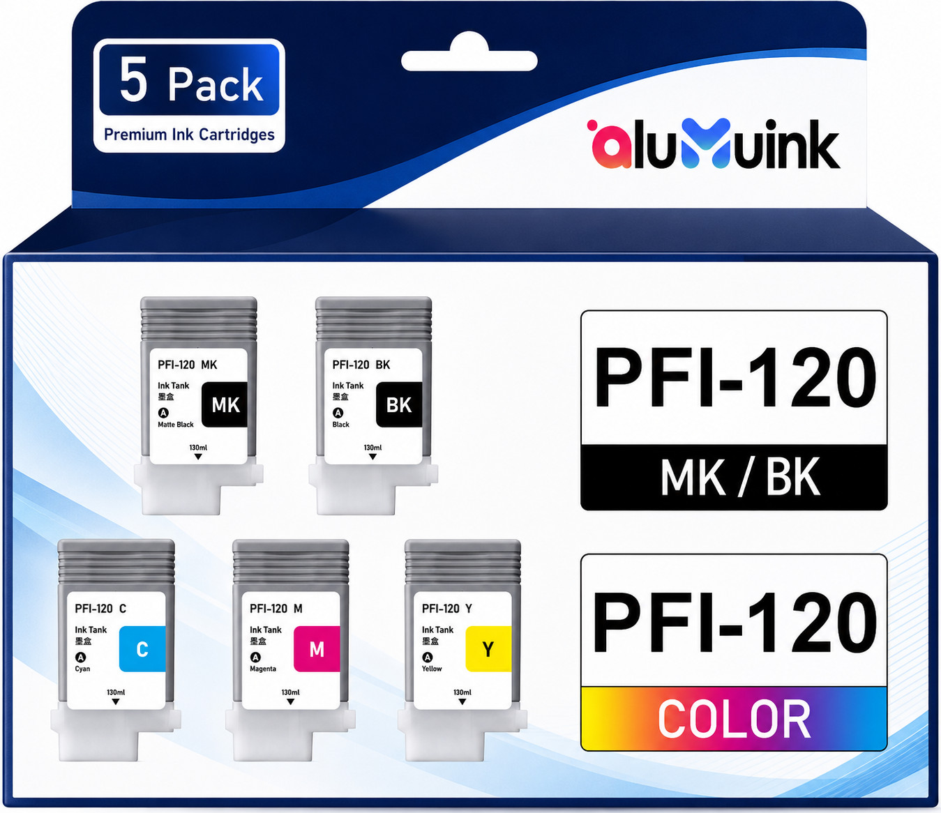 PFI-120 Pigment Ink Cartridge 130ml for TM-300 TM-305 TM-200 TM-205 Y/M/C/BK/MK
