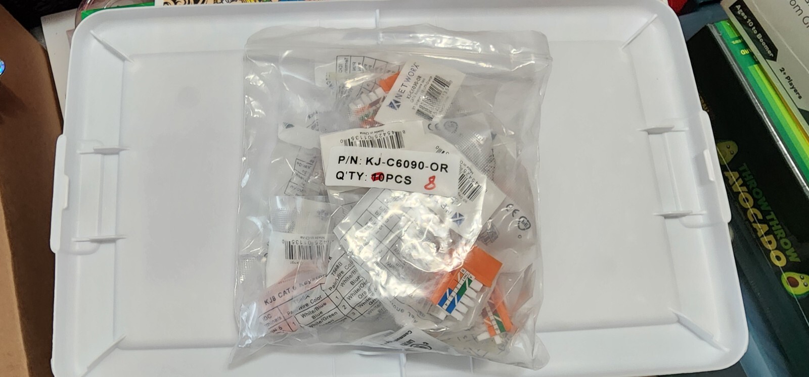 8 Networx CAT6 Keystone Jacks 90°  110 UTP Orange KJ-C6090-ORANGE