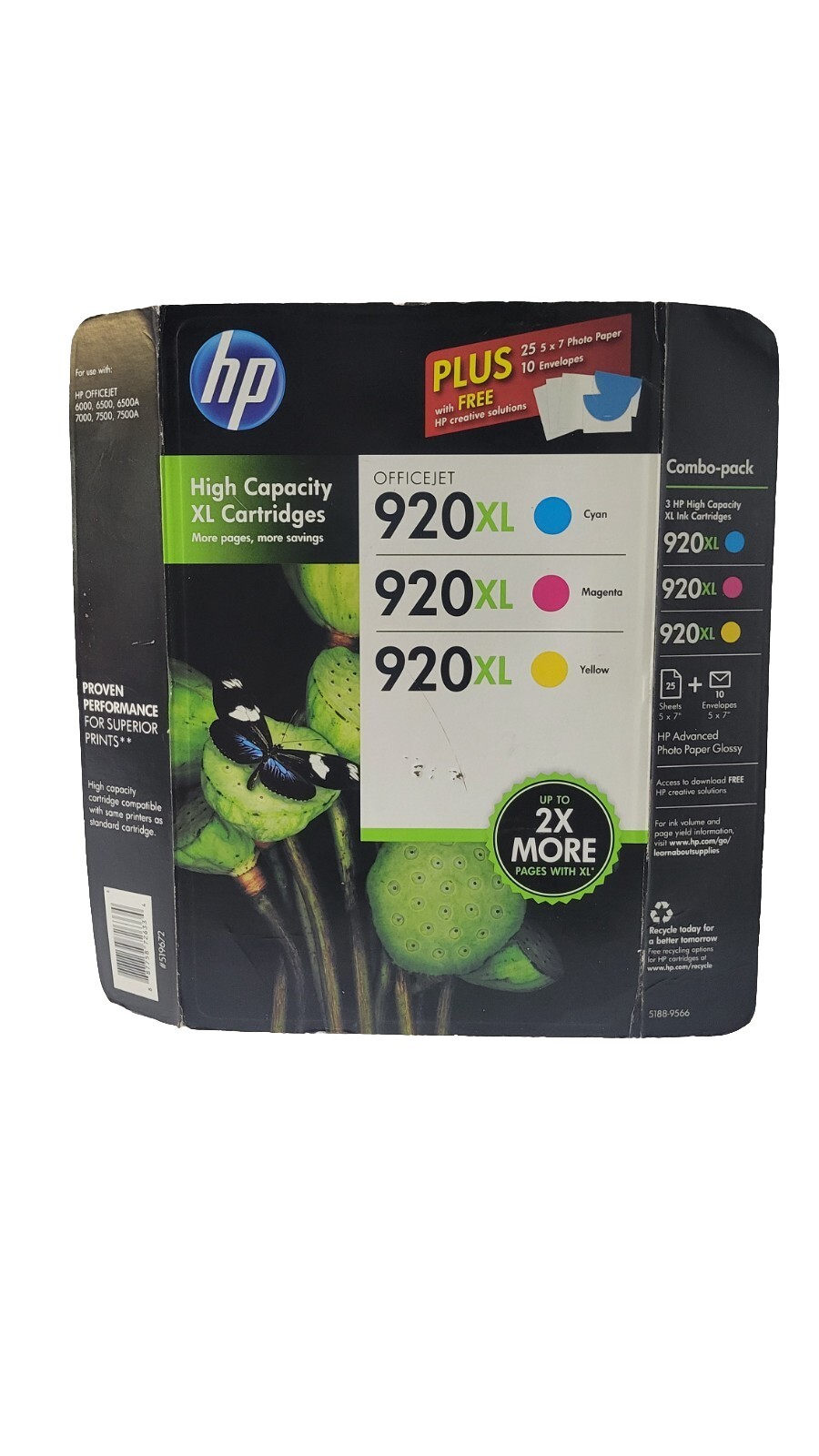 Genuine HP 920XL 3 Pack Cyan Magenta Yellow Ink Plus Photo Paper Exp. 09/2015