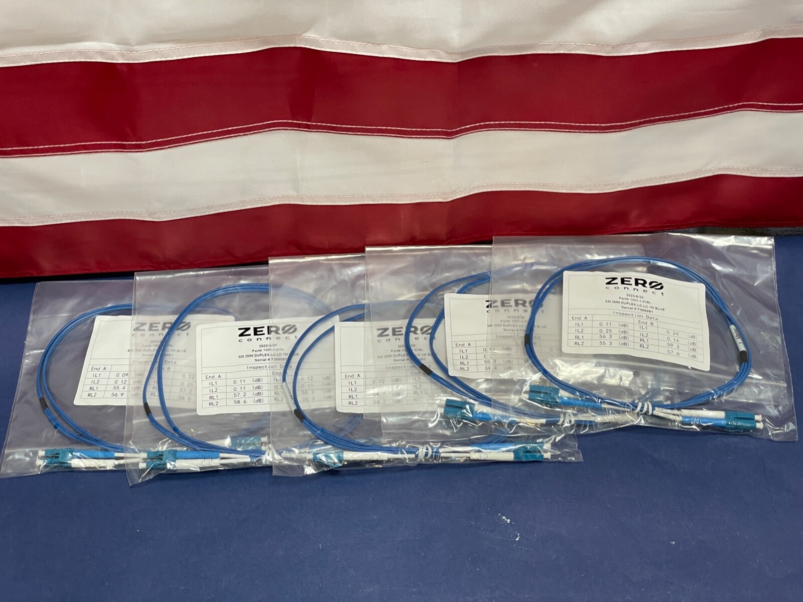 QTY 5 LC to LC 2mm 1M Singlemode Duplex 9/125 Fiber Op Jumper Patch Cable Blue