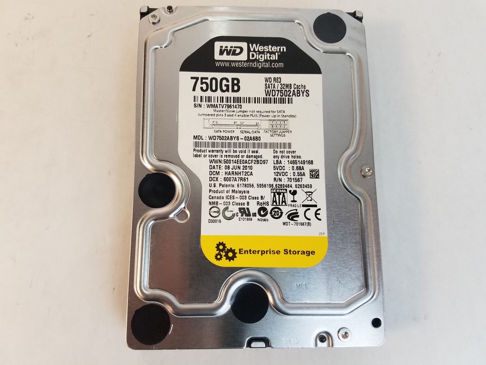 Western Digital WD7502ABYS 750 GB 3.5 in SATA II Enterprise Hard Drive