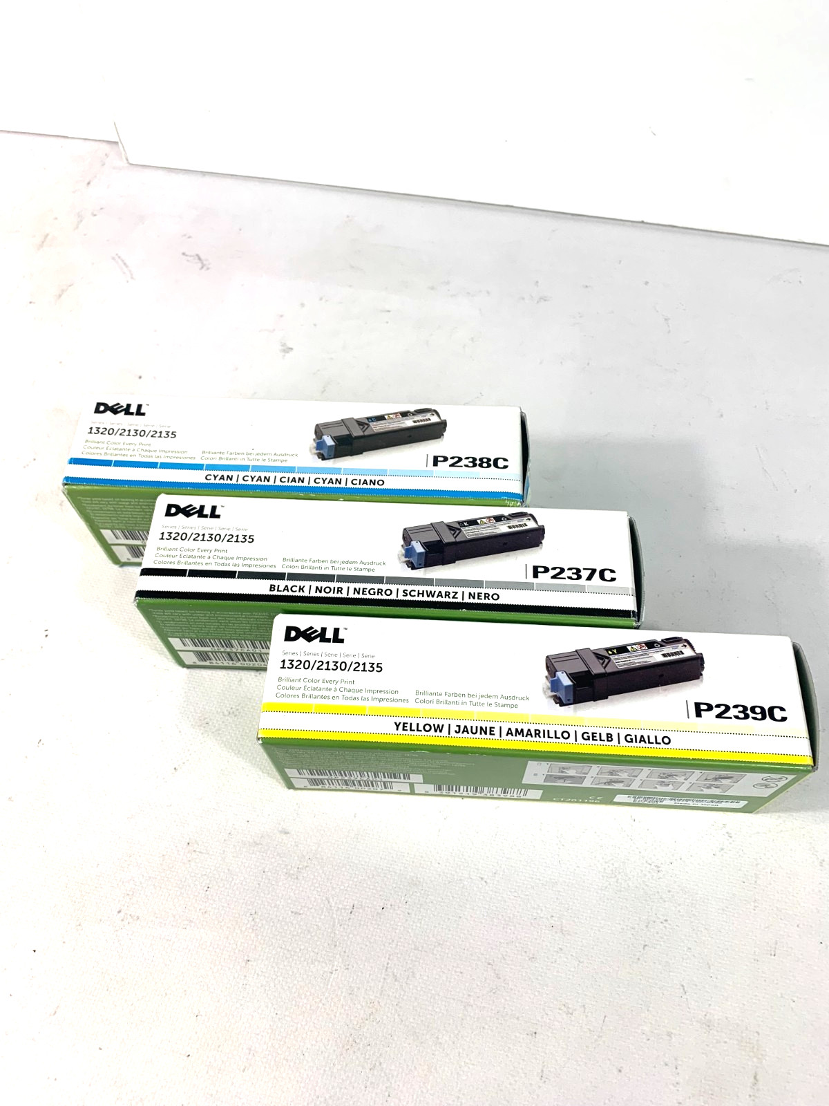 Genuine Dell OEM Toner Lot of 3 P237C P238C P239C 1320c 2130cn 2135cn