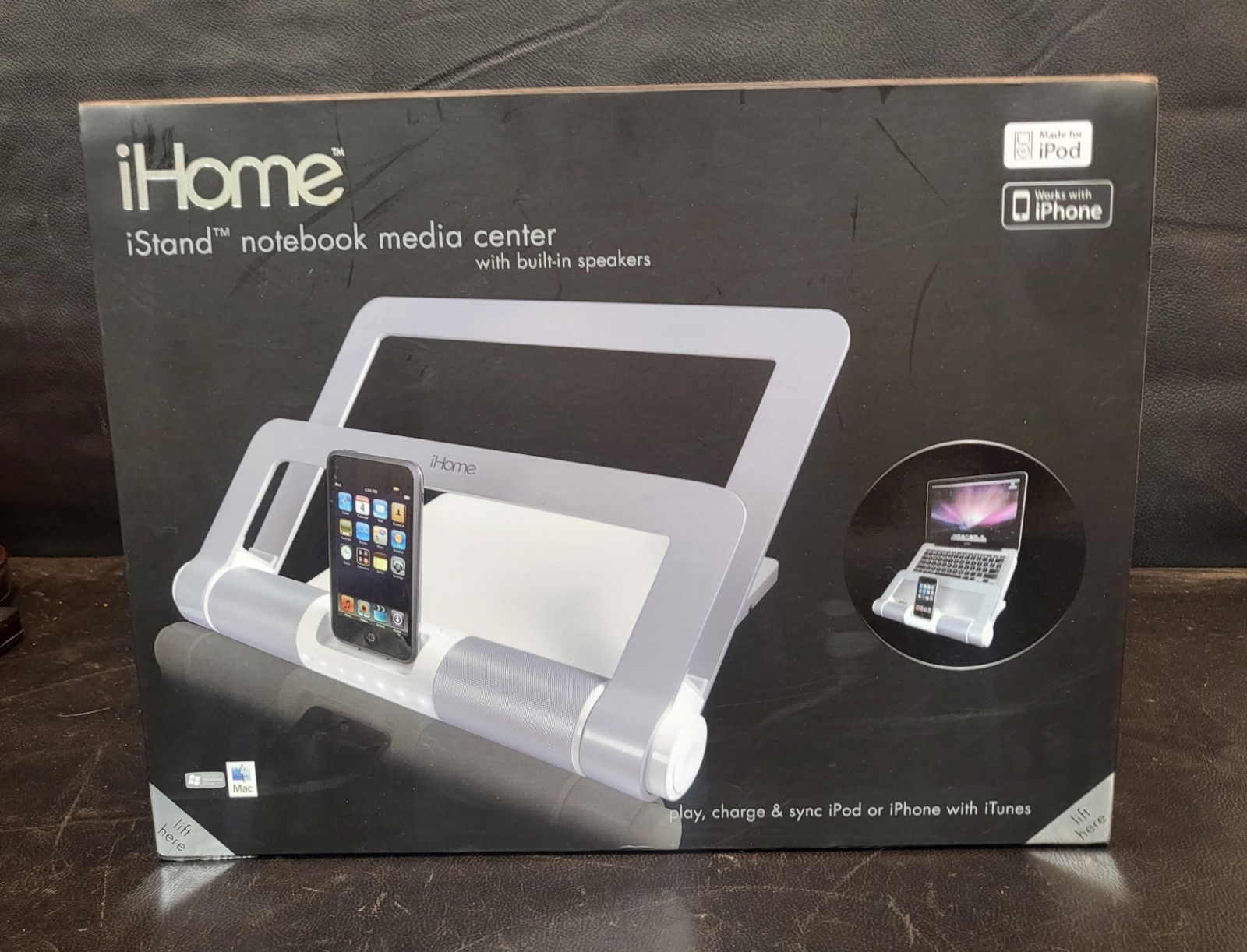 iHome iStand Notebook Media Center with Built-in Speakers IH-A711SS White New
