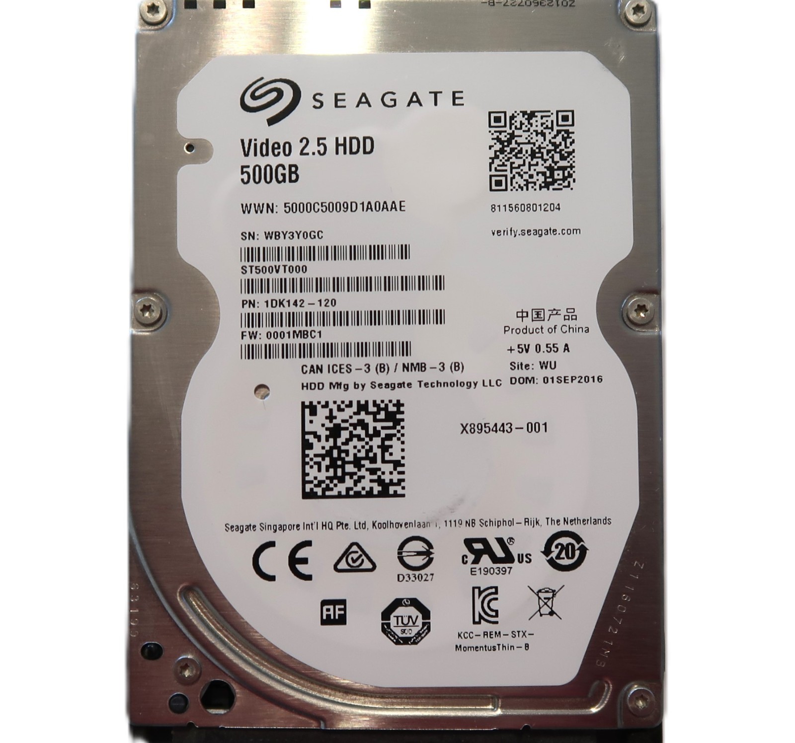 Seagate ST500VT000 1DK142-120 0001MBC1 WU China (WBY)  2.5" 500gb Sata SEP/2016