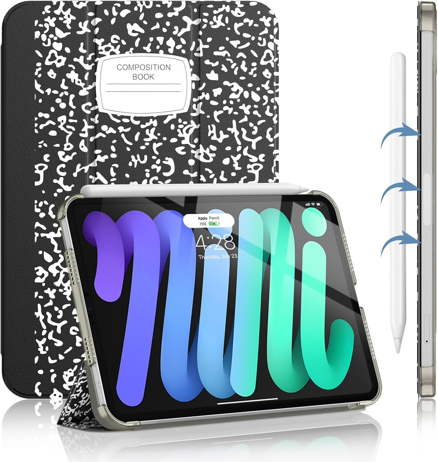 Soke iPad Mini 7/6 Case - Slim Stand, Auto Wake/Sleep, 8.3", Black