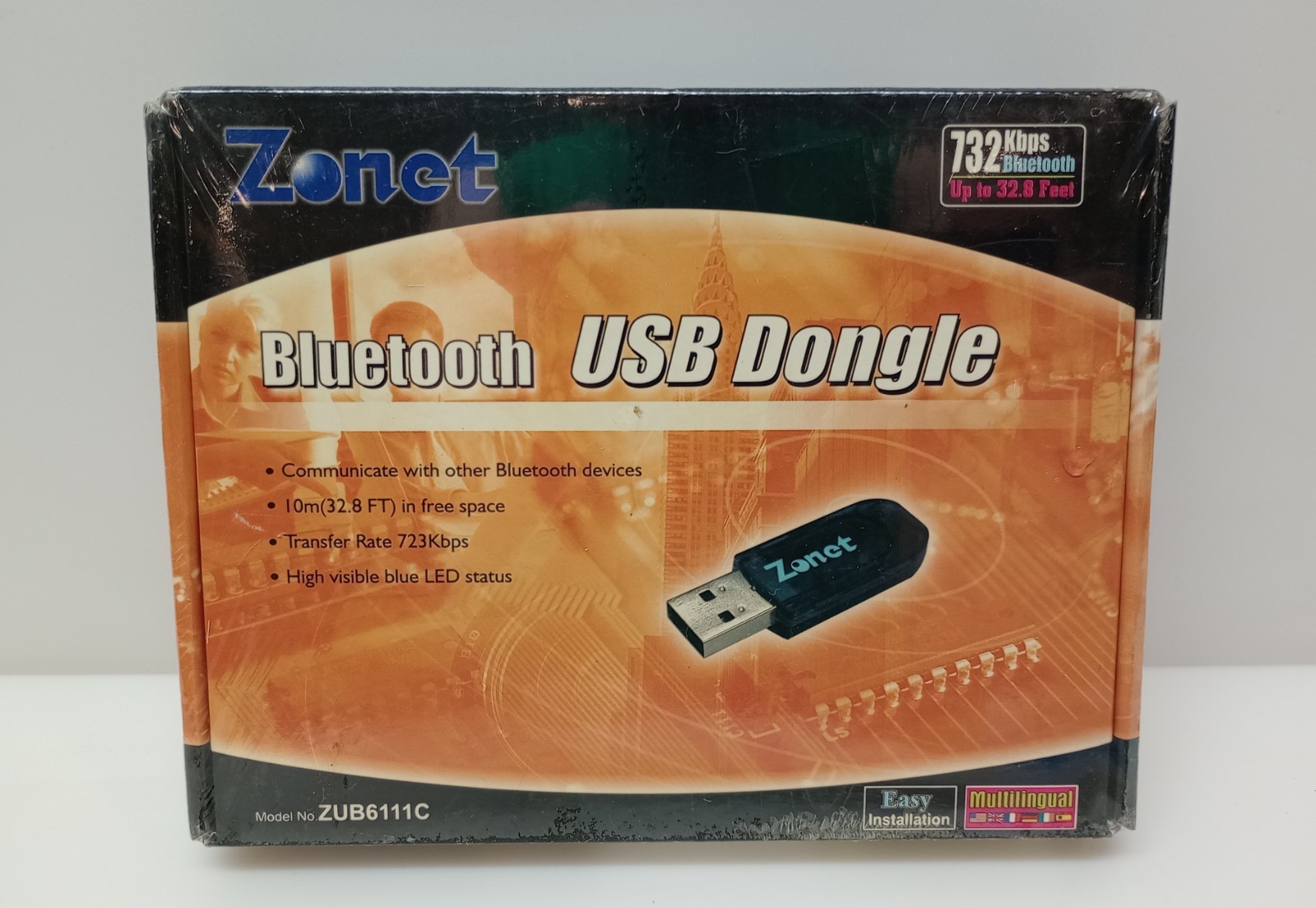 Zonet ZUB6111C Bluetooth USB Dongle Adapter 723Kbps New Old Stock Retro PC WinXP