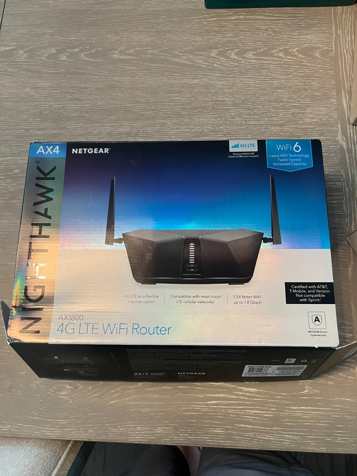 NETGEAR Nighthawk AX4 AX1800 WiFi 6 4G LTE Router, 4-Port, LAX20