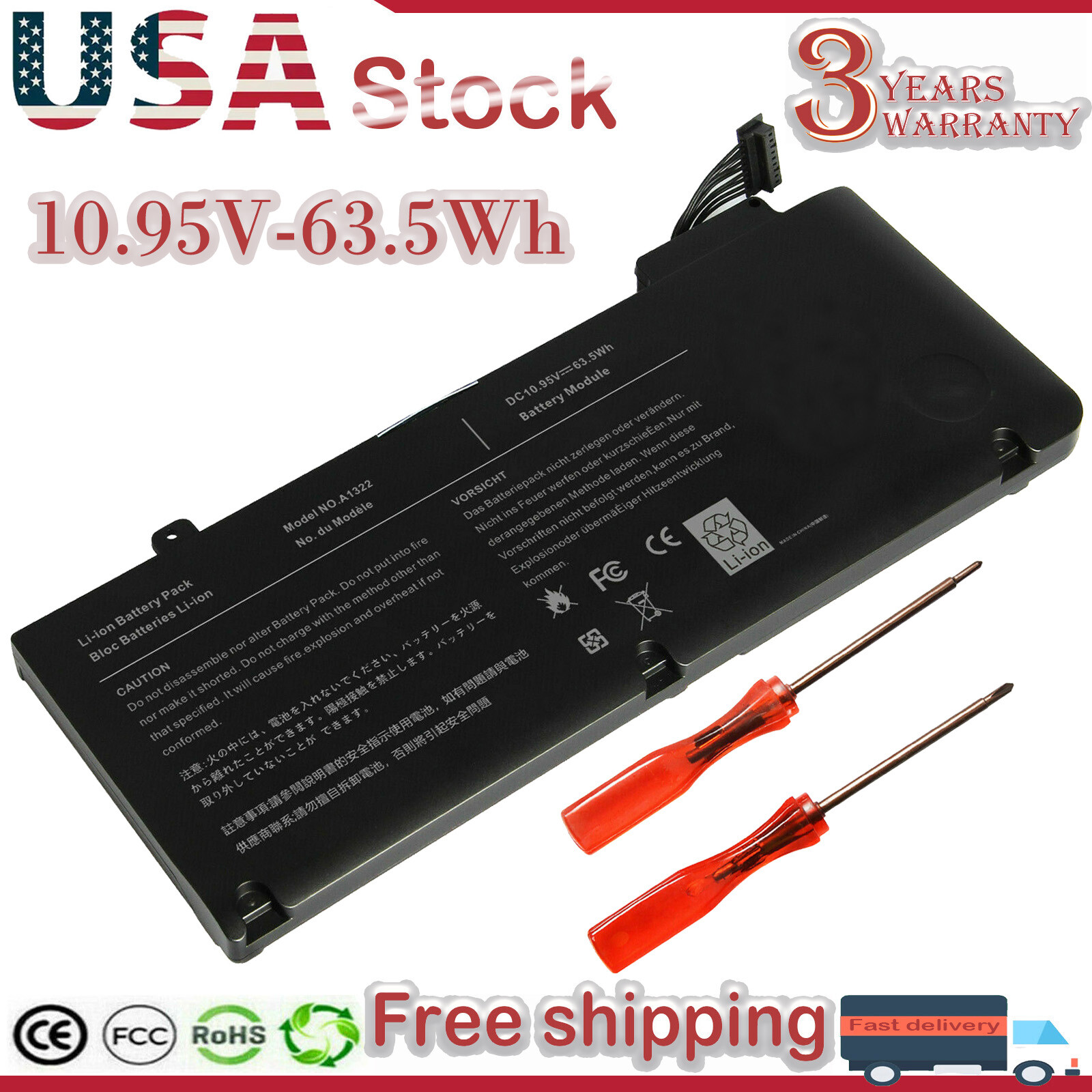 Lot 1-10 Battery For Apple MacBook Pro 13" A1322 A1278 Mid 2009/2010/2011/2012