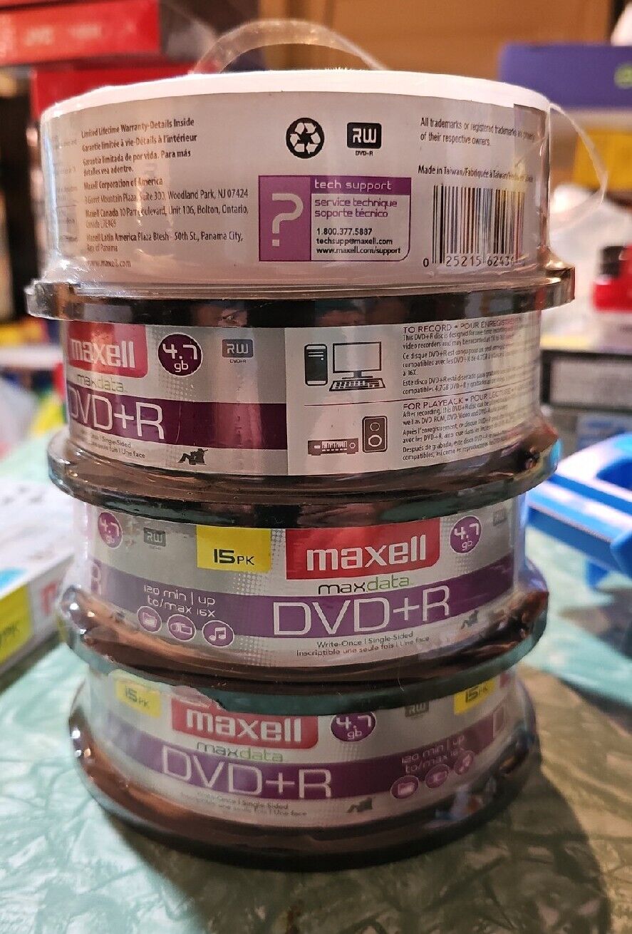 MAXELL DVD+R 15 PK 4.7GB  Sealed x 4