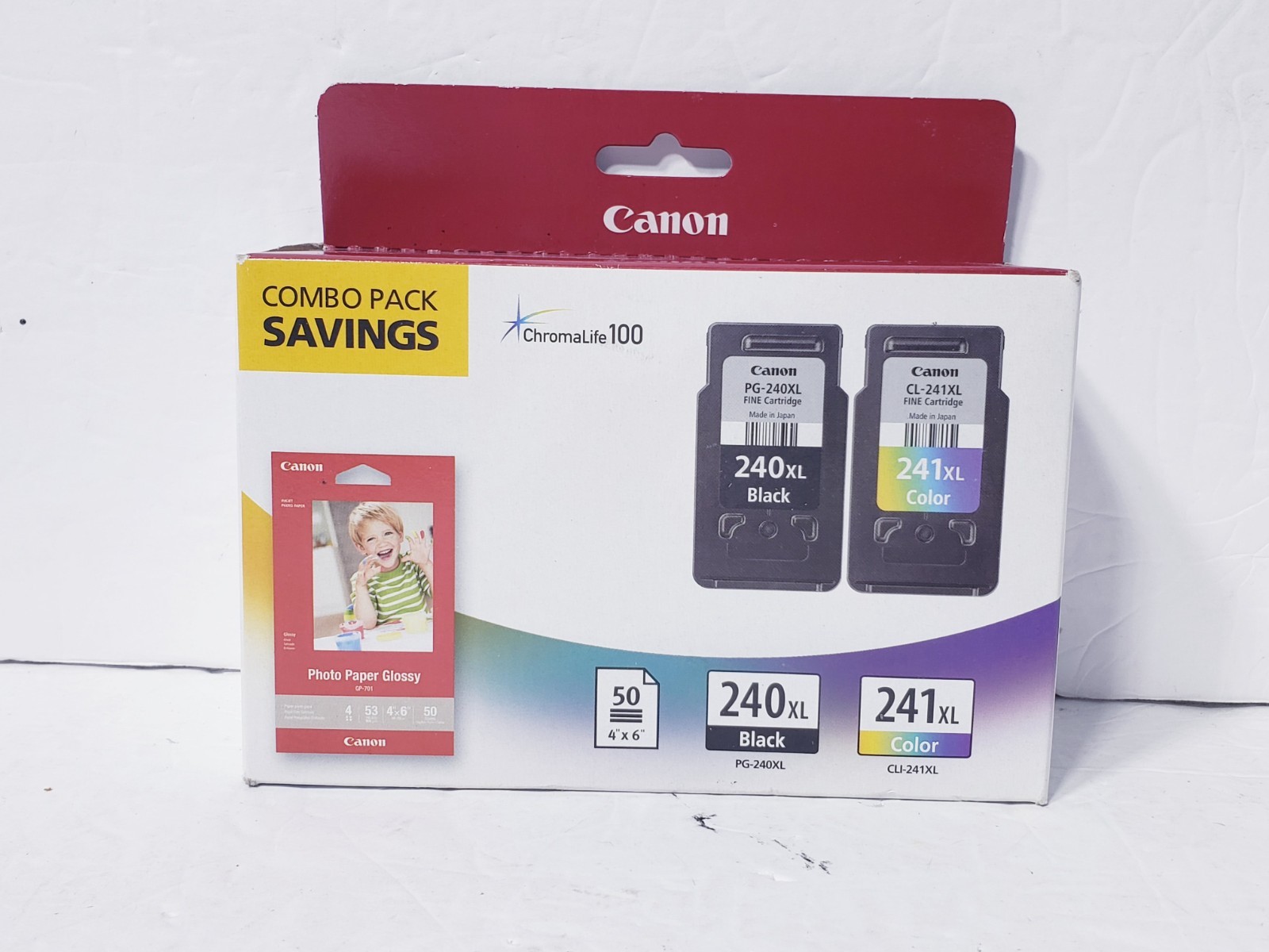 Genuine Canon PG-240XL CL-241XL Ink Combo Pack + 50 Photo Paper Sealed OEM