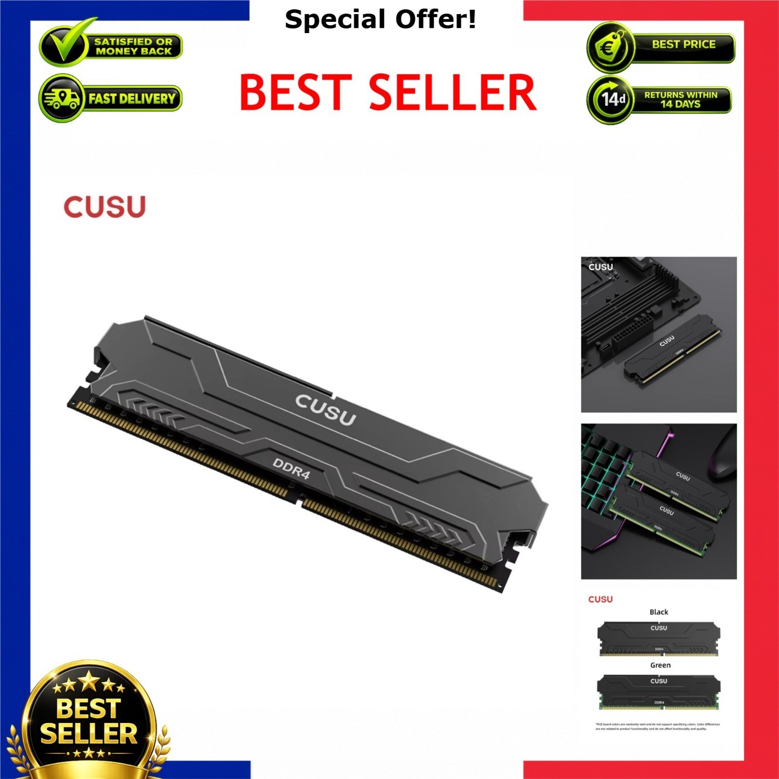 CUSU DDR4 Desktop RAM 3200MHz 8GB 16GB UDIMM Memory Kit for PC Motherboard