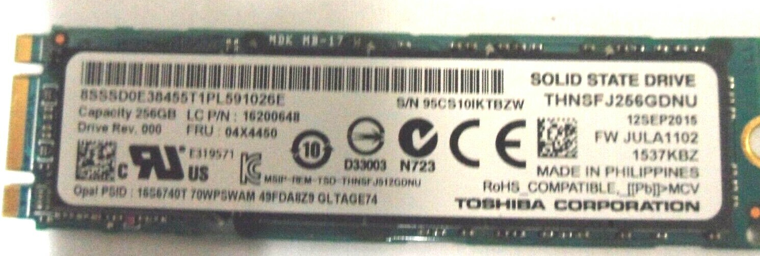 THNSFJ256GDNU - Toshiba 256GB SSD Hard Drive (SATA 6G, OPAL) For Satellite