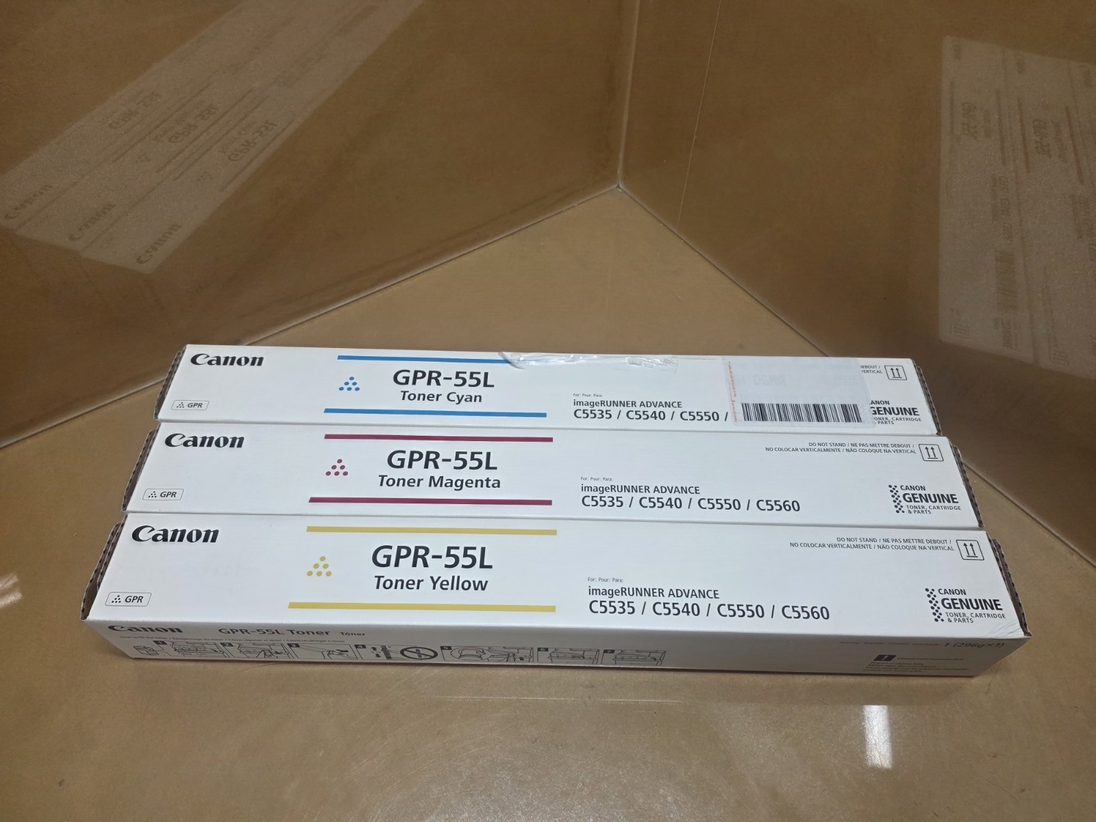 Genuine Canon GPR-55L Toner Cartridges Cyan, Yellow & Magenta, Sealed, Lot of 3