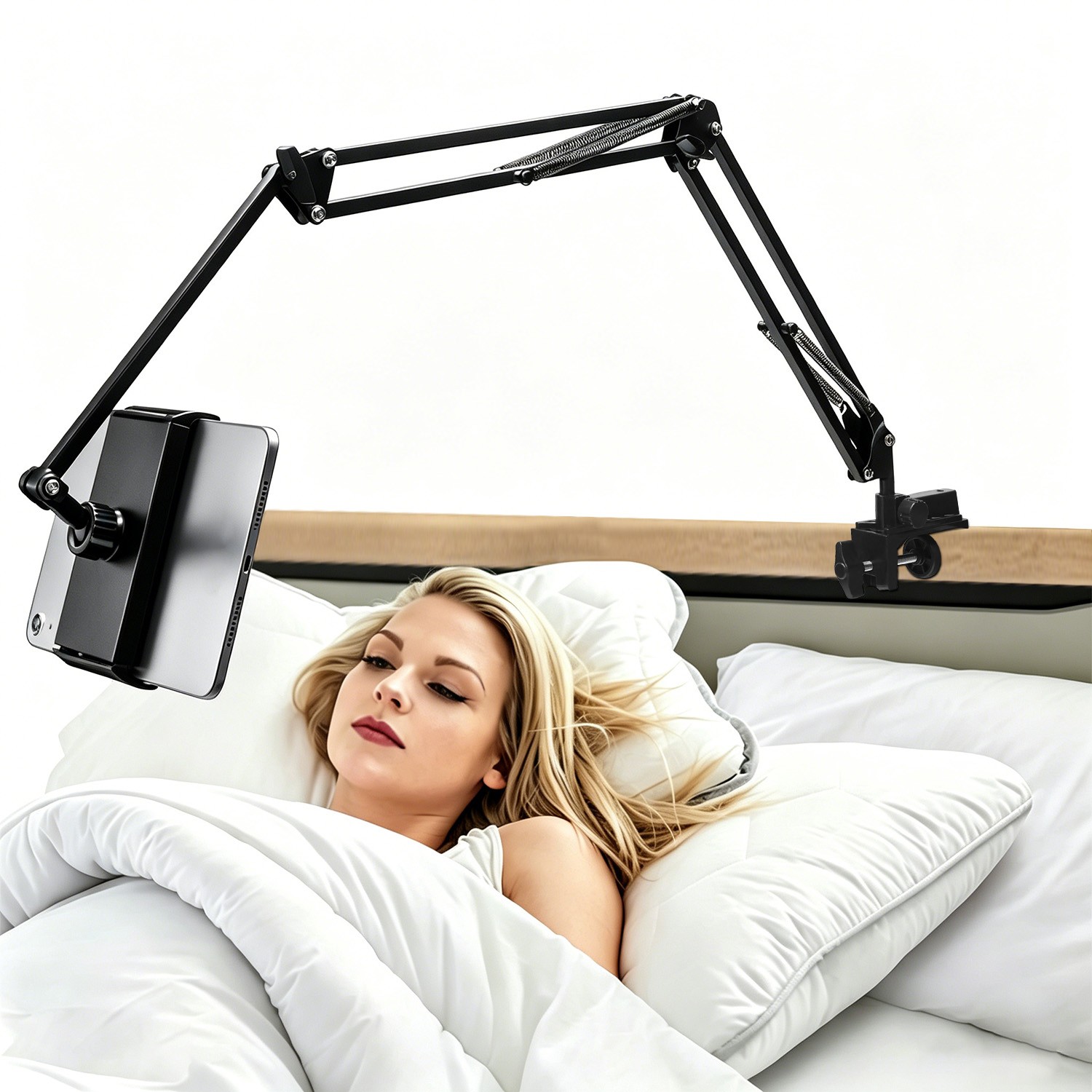 Extendable Mobile Phone Tablet Holder - Metal Bracket Desk Cantilever Stand | US