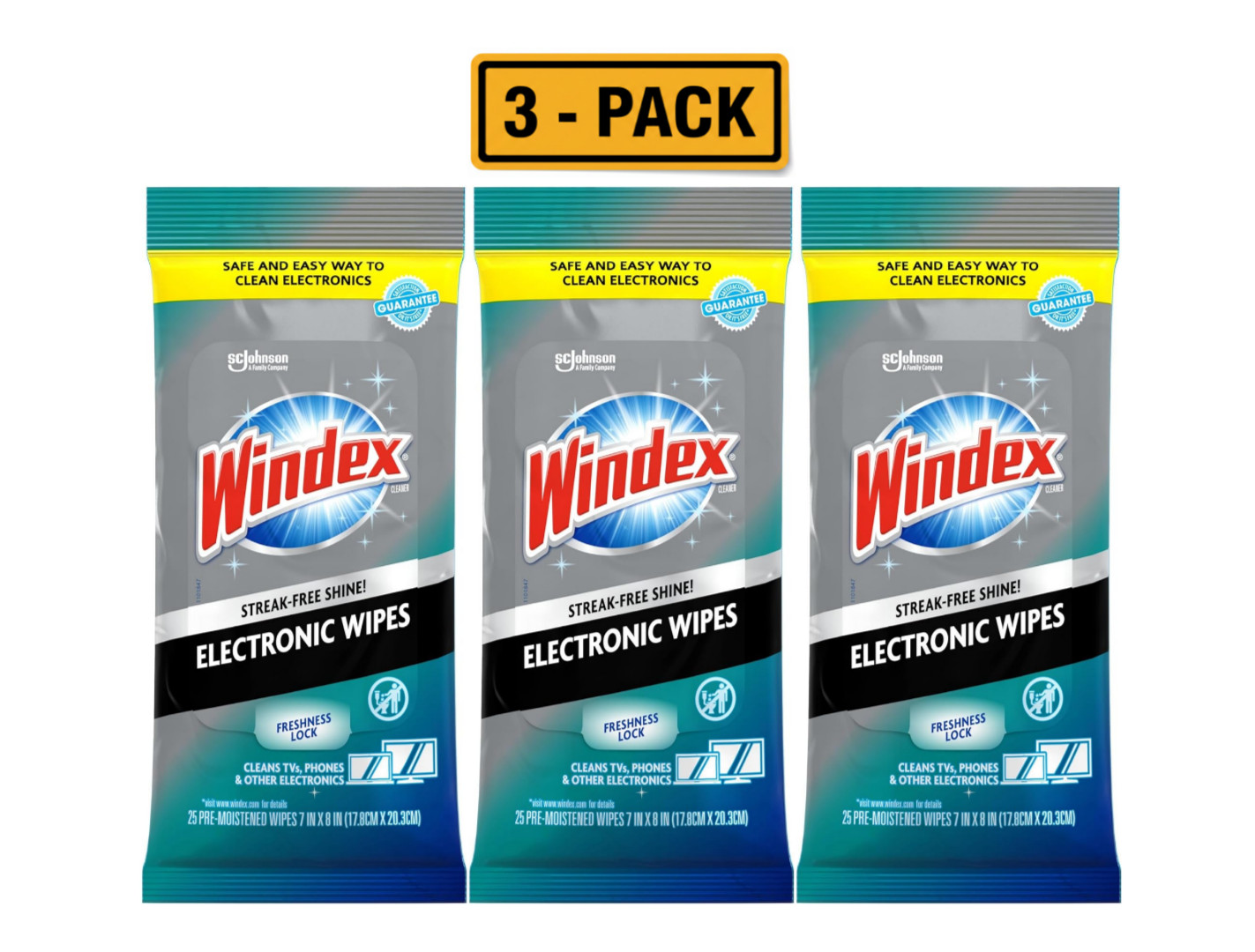 Windex Electronic Cleaning Wipes,Pre-Moistened Screen Wipes 3 Packs Of 25