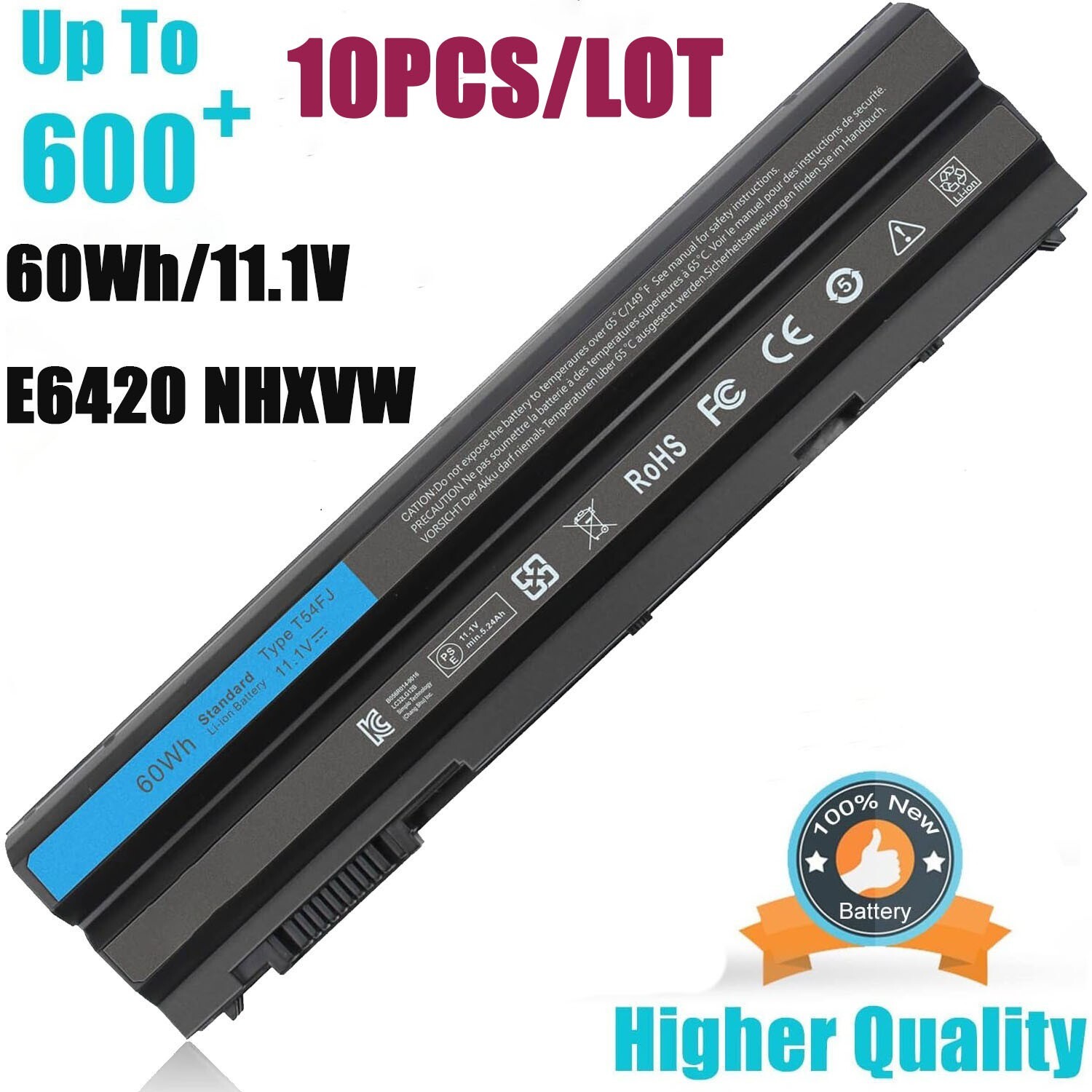10PCS T54FJ E6420 BATTERY FOR DELL Latitude E5420 E5430 E5520 E6430 E6520 E6530