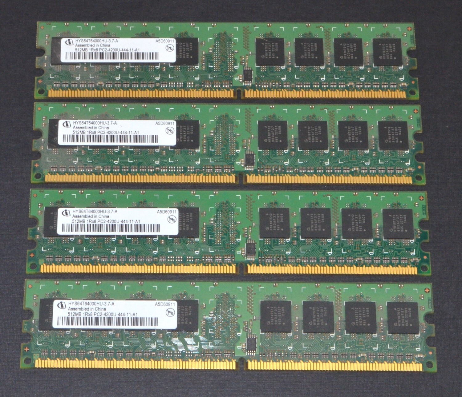 *Lot of 4* Infineon 512MB PC2-4200U DIMM's *Used* HYS64T64000HU-3.7-A