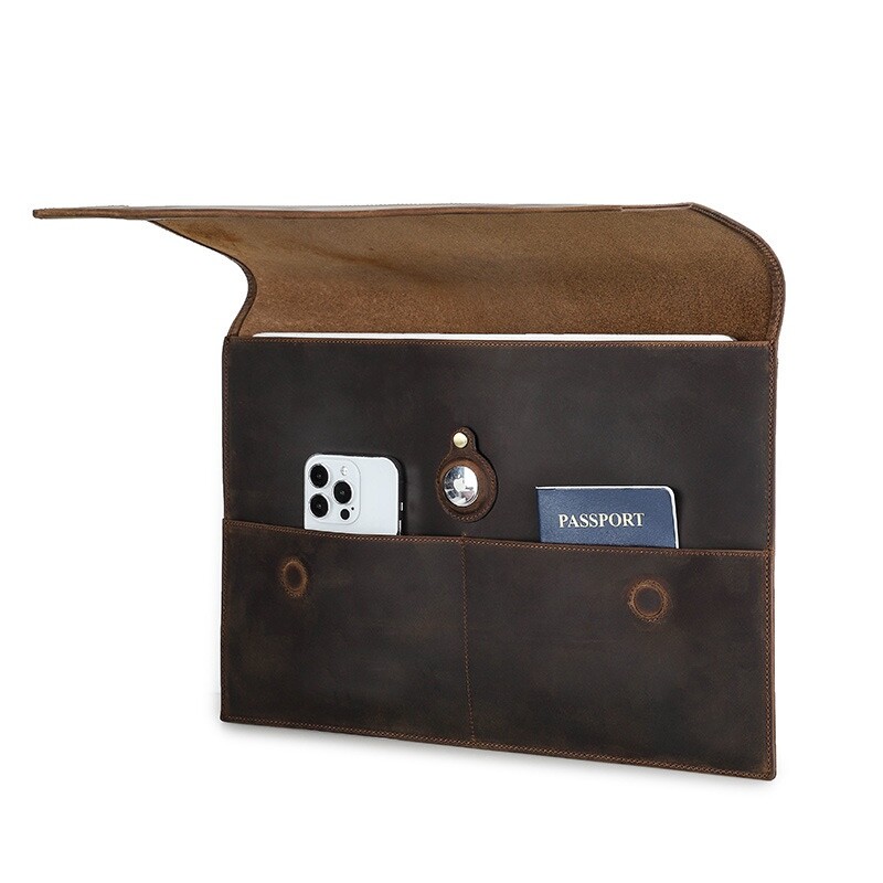 Ronuo Distressed Genuine Leather Sleeve Case for Apple MacBook Pro 15” 16” A2780