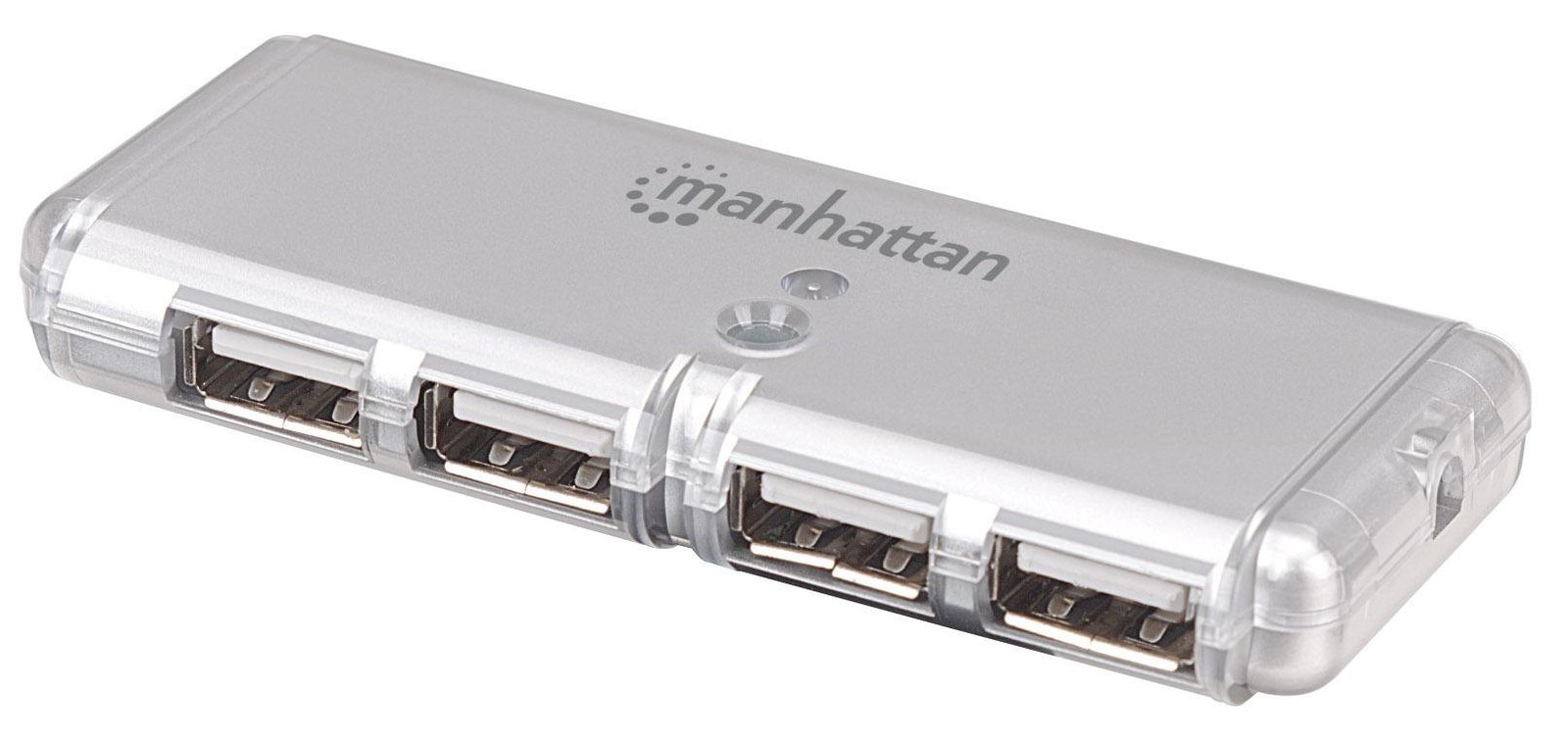 Manhattan 4-Port Hi-Speed USB Pocket Hub 6.20in. x 5.55in. x 2.00in., Silver