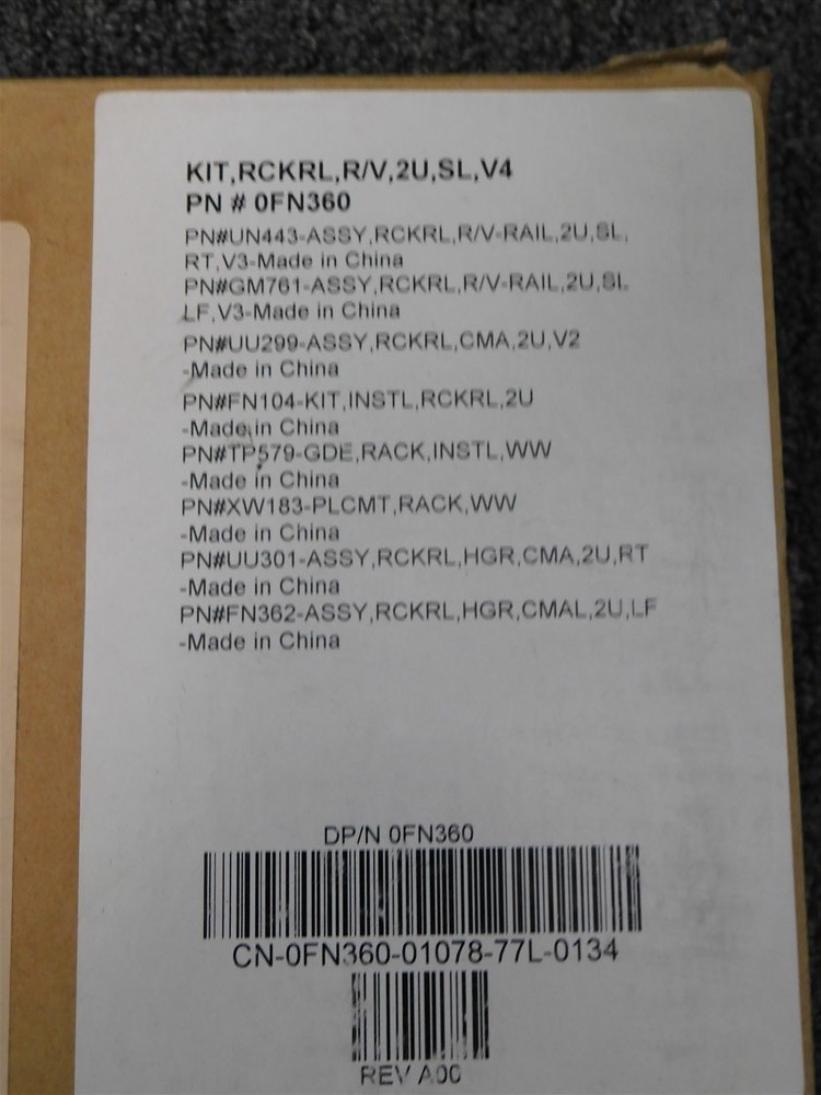 Dell 0FN360 Server Rail Kit R/V,2U,SL,V4 Right and Left Rail New in Box