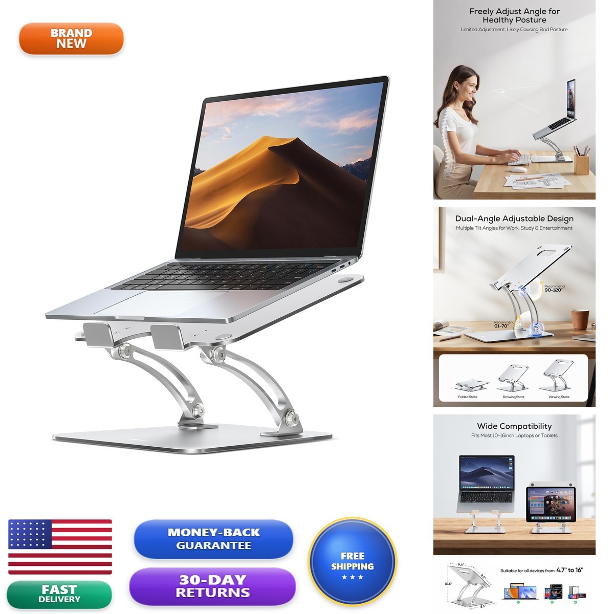 Nulaxy C1 Laptop Stand - Ergonomic Adjustable Computer Riser for Mac 10-16"