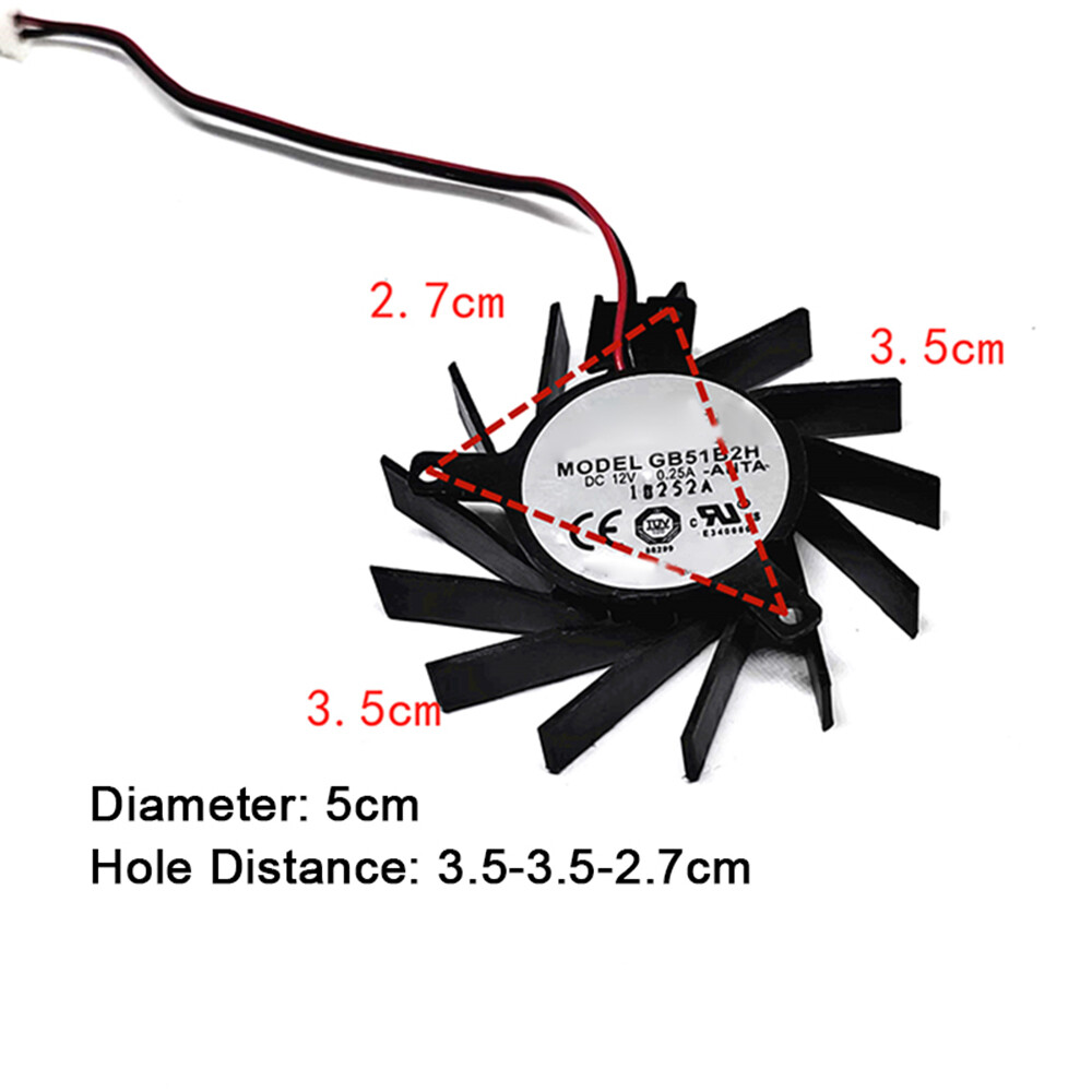 1pcs 5CM 3.5*3.5*2.7CM For GB51B2H Graphics Card Double Ball Fan
