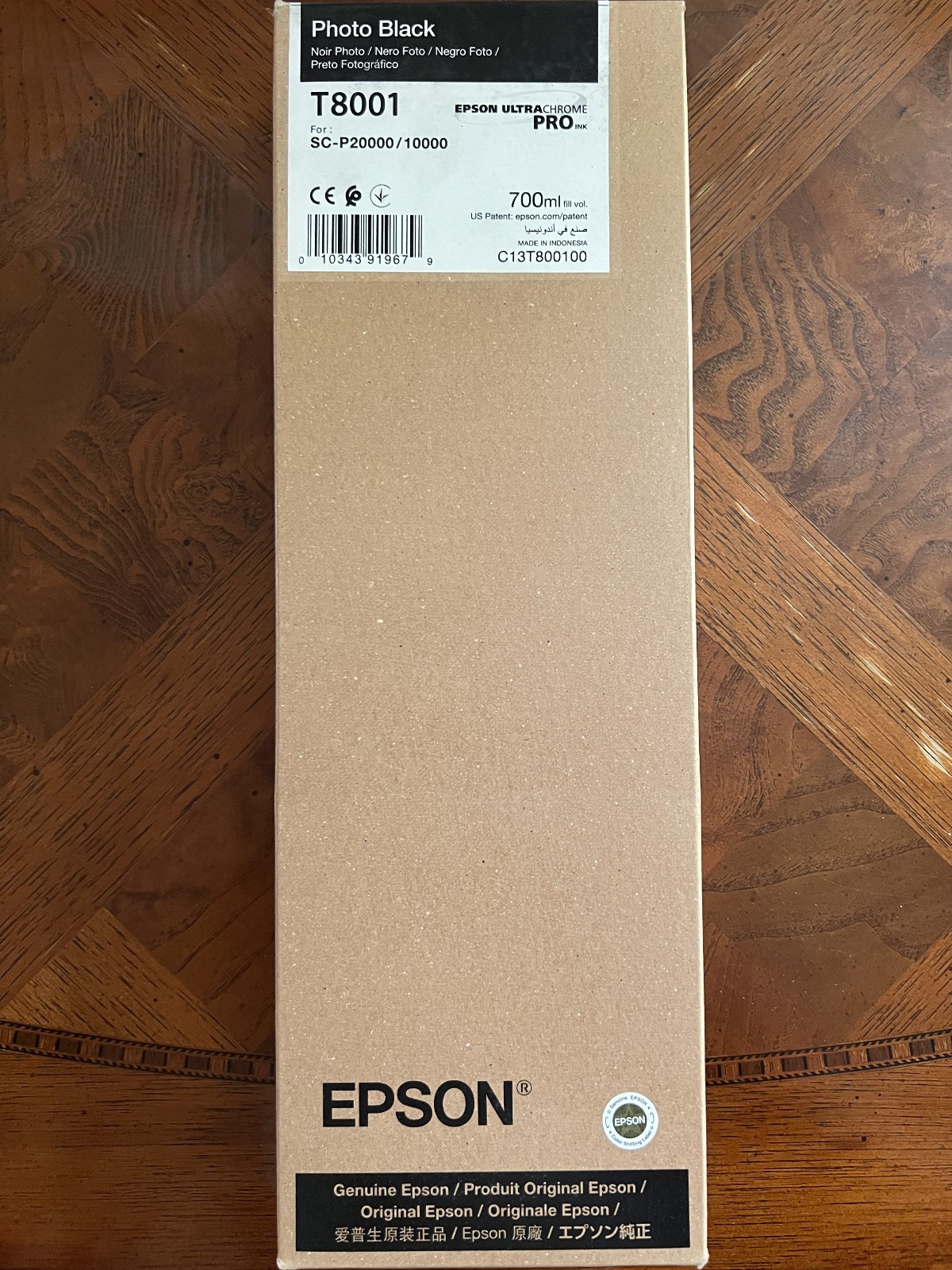 T8001 Photo Black 2028 Epson UltraChrome PRO Ink Cart 700mL Genuine C13T800100