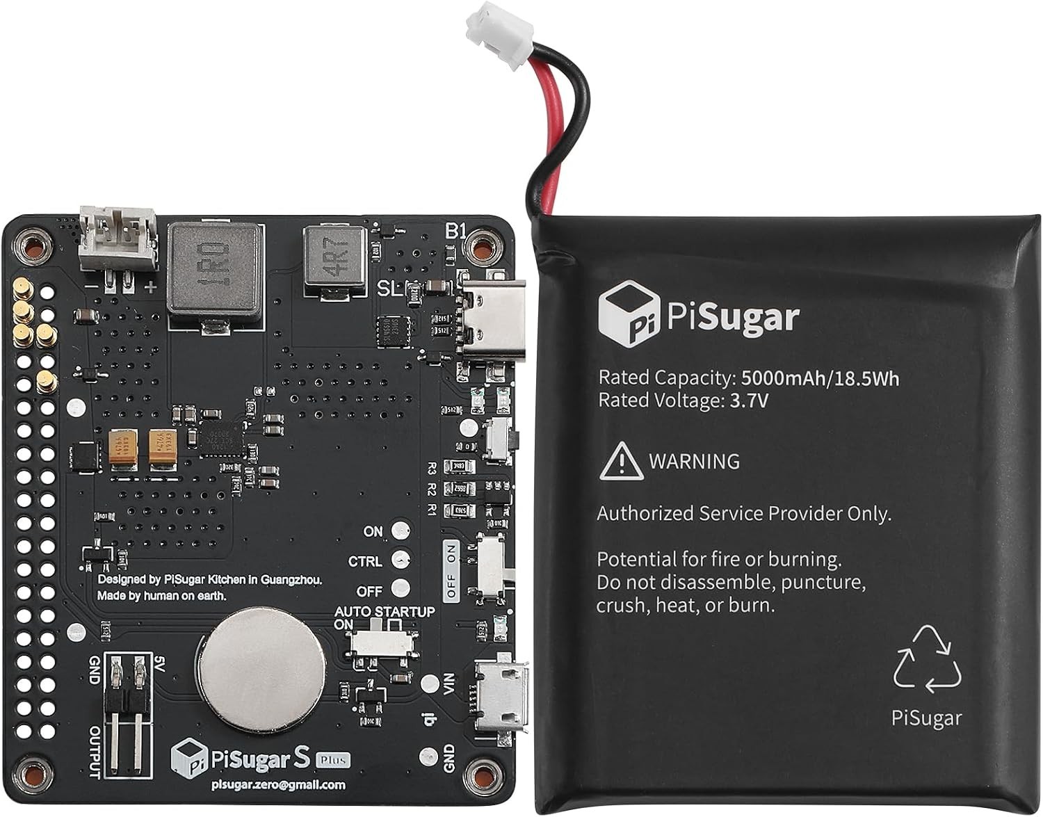 PiSugar S Plus Portable Power Management For Raspberry Pi 3B/3B+/4B Models