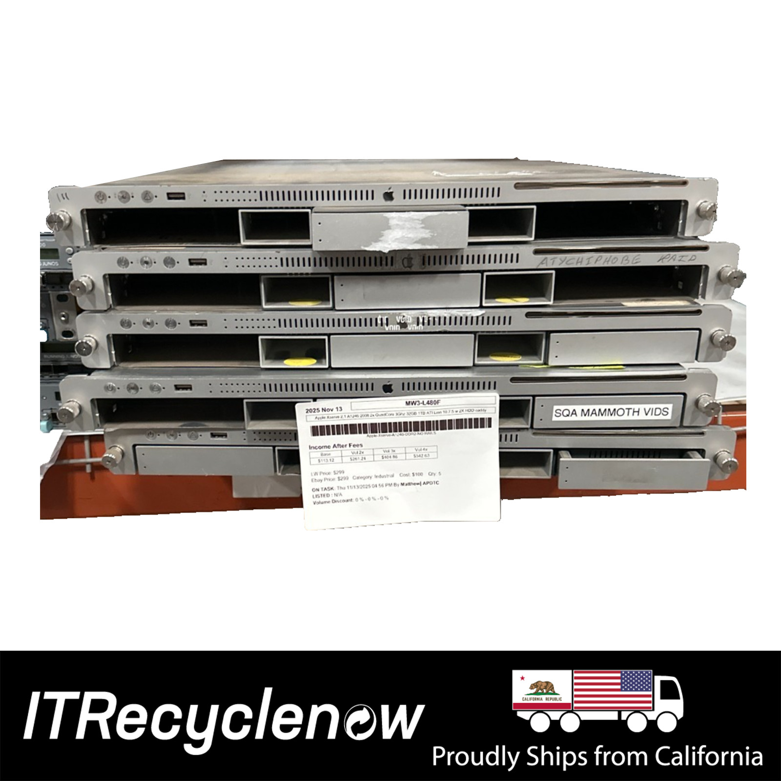 Apple Xserve 2008 A1246 8-Core 3GHz Intel Xeon 32GB RAM 1TB OS X Lion 2 Caddies