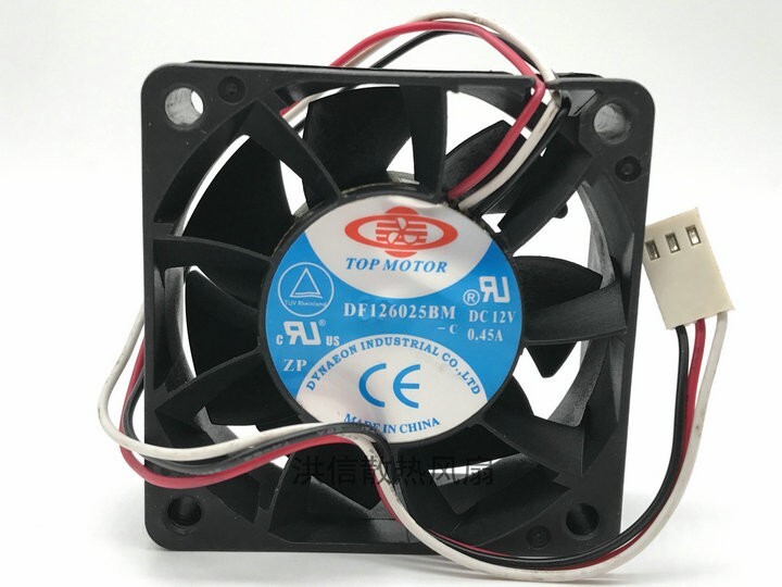TOP MOTOR 6025 F126025BU DC12V 0.45A 60mm 3-wire high air volume ball fan 3pin