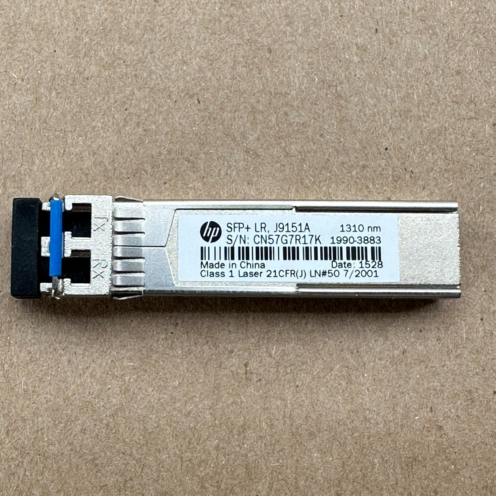 HP J9151A 1990-3883 X132 10GBASE-LR SFP+ 1310nm 10km LC SMF Transceiver