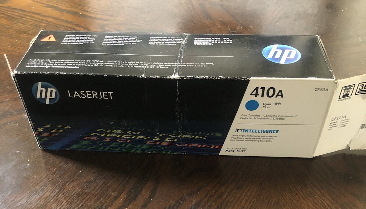 New Genuine HP 410A Cyan Toner Cartridge Open Box/ Sealed Casing