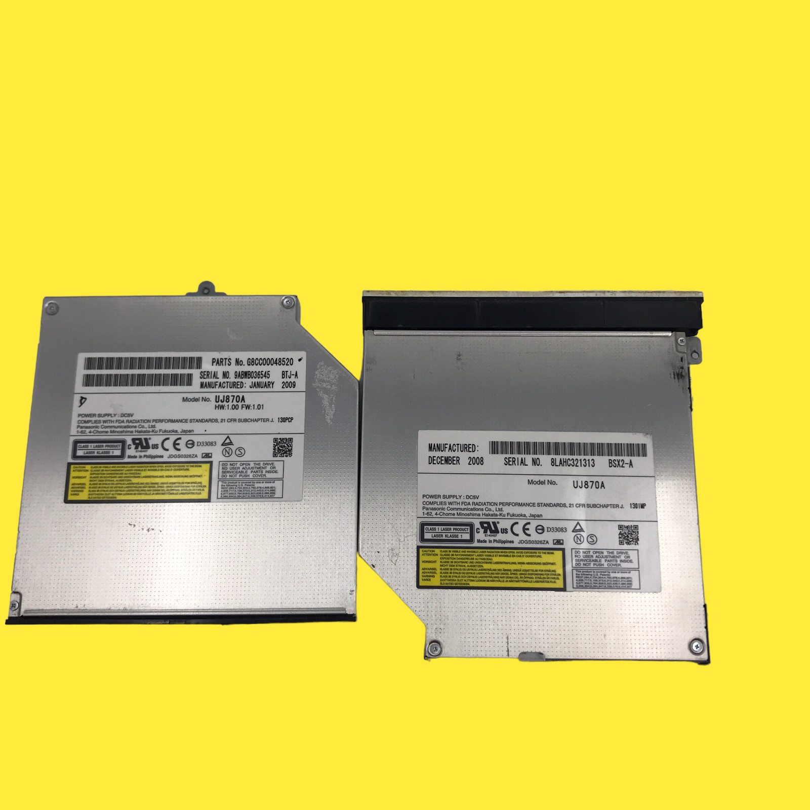 Lot of 2 Panasonic uj870a DVD Drives Disk #3344 z64/20