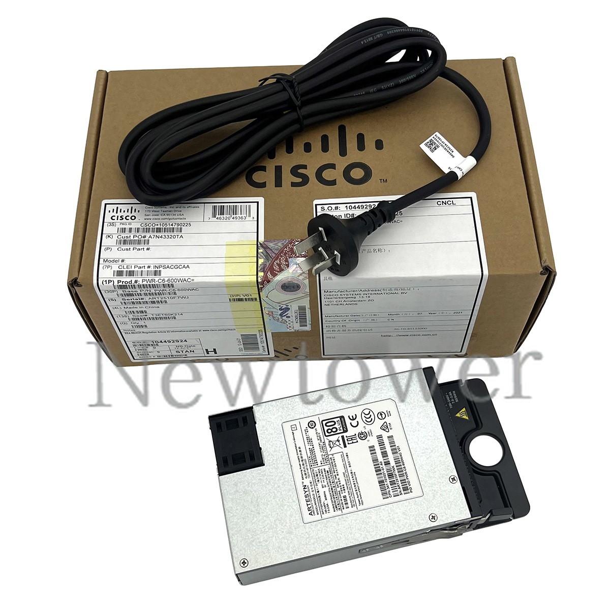 New 600W Power Supply Module PWR-C6-600WAC for Cisco Catalyst 9200 Series
