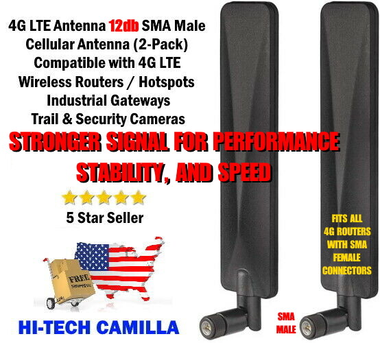 4G 5G 💥 4 x ANTENNA  ▶▶ 2 PAIR (4)  12dB SMA MALE ⭐ 5g 4g ROUTERS  ⭐ USA SELLER