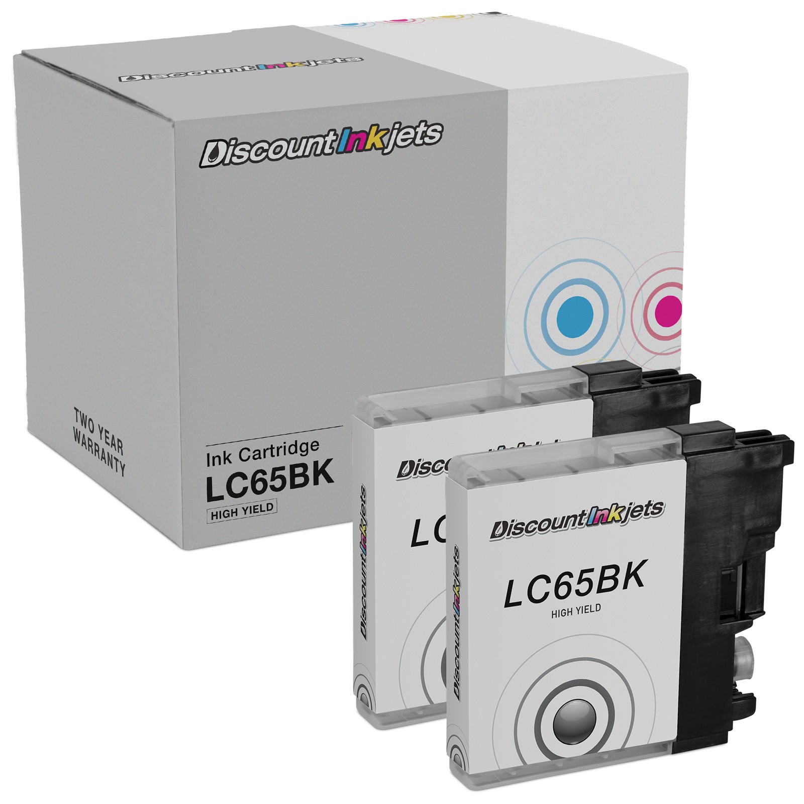 2PK LC65BK for Brother LC65 BLACK Ink Cartridge MFC-5890CN MFC-5895cw MFC-6490cw