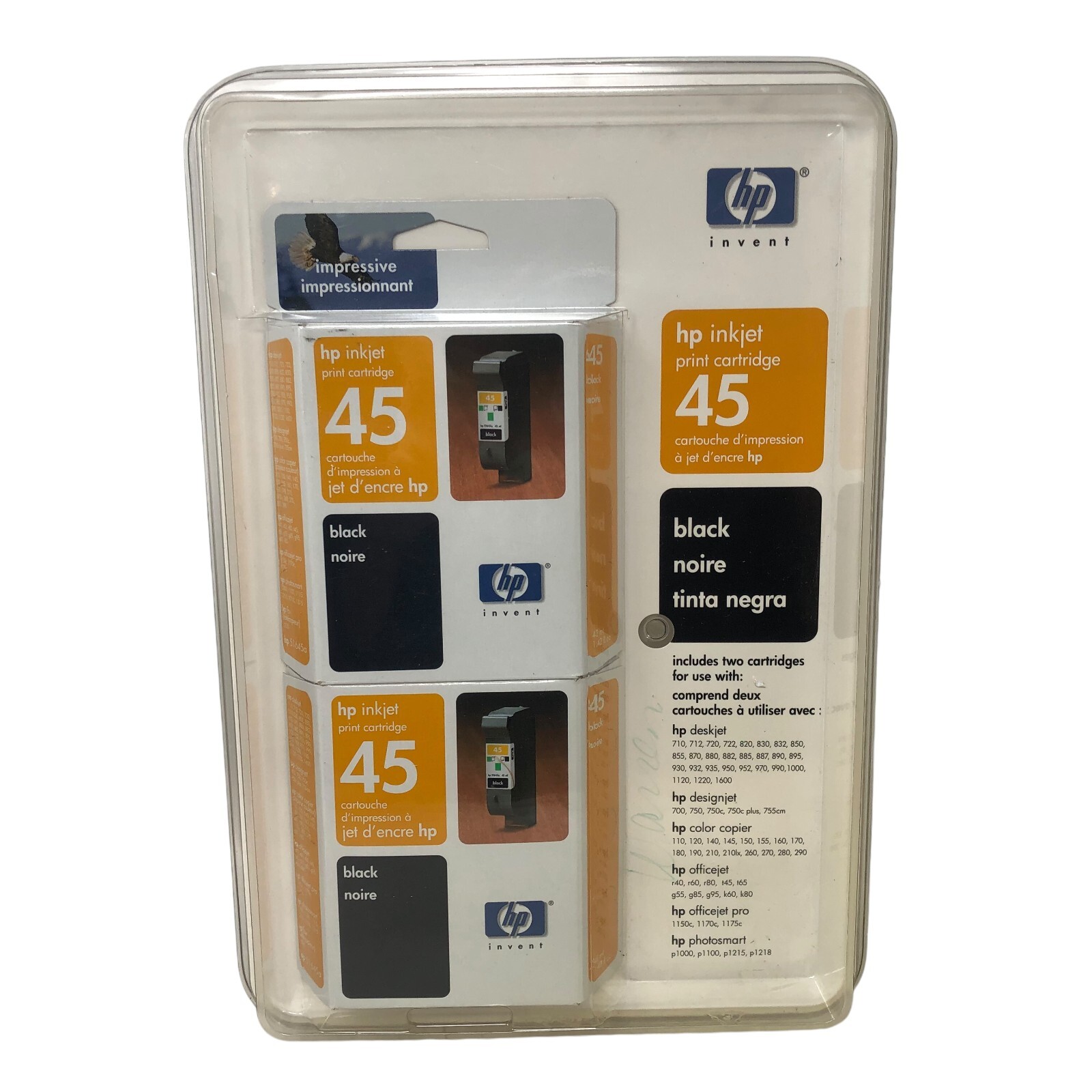 NIP Hewlett  Packard HP 45 Black Inkjet Printer Cartridge Twin Pack EXP OCT 2003