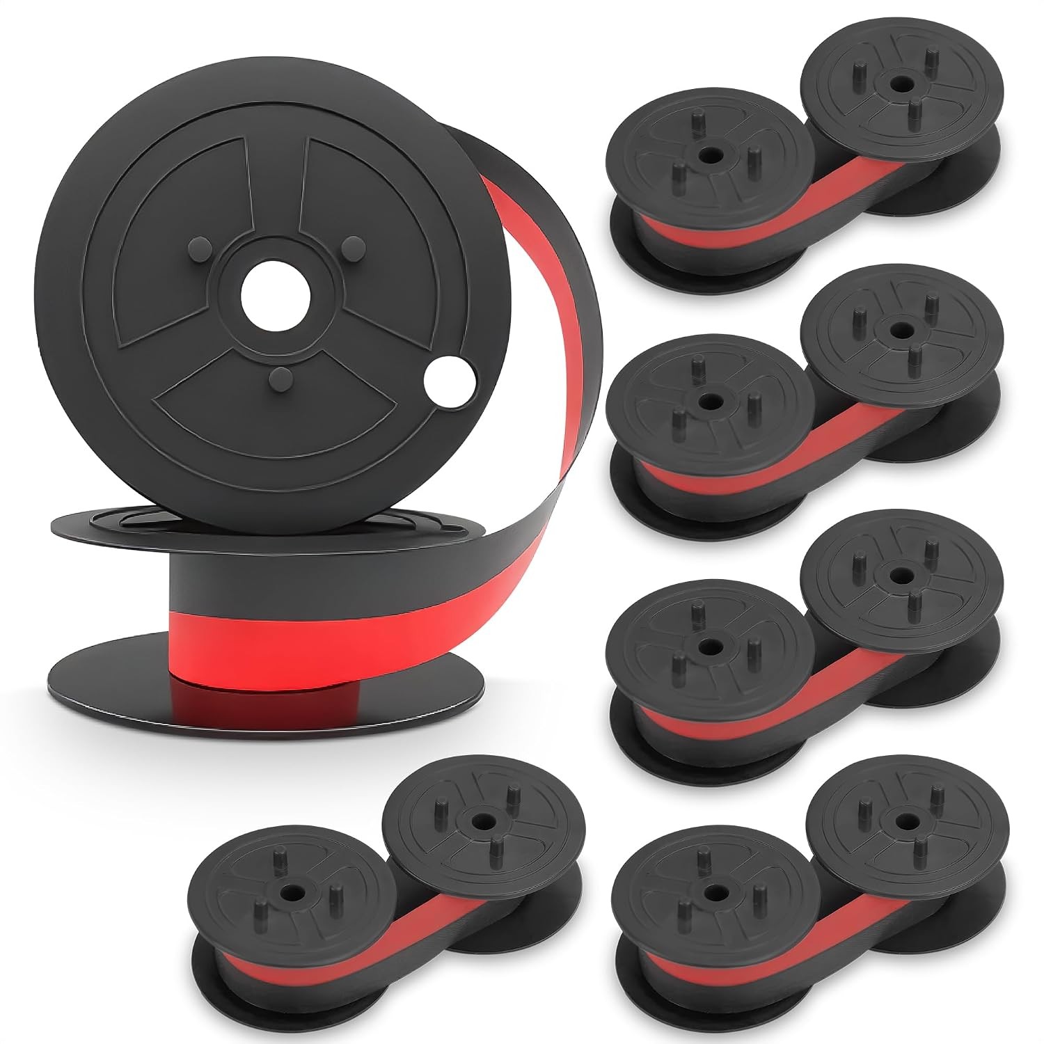 Calculator Ribbon Red/Black, 6 Pack, 18 ft x 0.5 in, Twin Spool