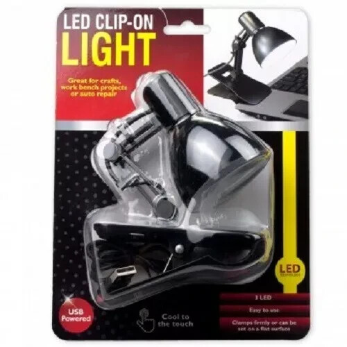 USB Powered 3 LED Clip-On Light Desk Table Reading Book Lamp White