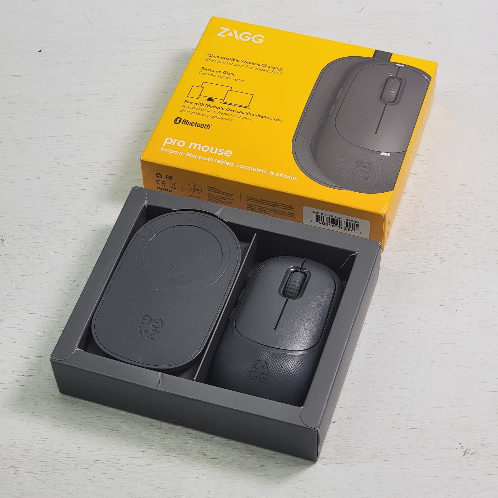 ZAGG Pro Mouse Tablets and Laptops, Qi-Enabled, Wireless Charging, Bluetooth NOB